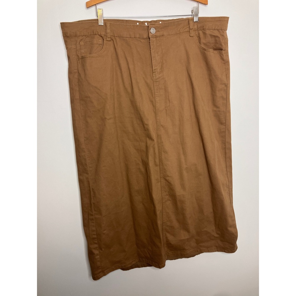 Inherit Stella Midi Skirt Womens 19/20 Brown Excellent Cotton Stretch Modest